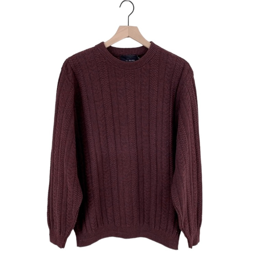 Y2K Burgundy Textured Cable Knit Grandpa Sweater (Academia Fall GorpCore Unisex)
